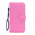 Wholesale Samsung Galaxy S6 Quilted Flip Leather Wallet Case with Strap (Hot Pink)